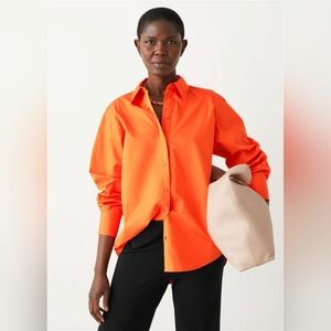 & Other Stores  Orange 100% Organice Cotton oversized shirt size 6